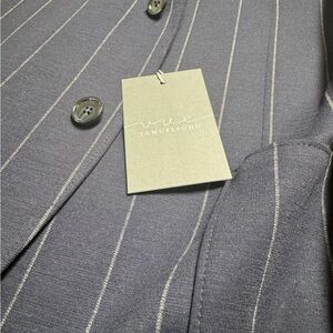 Loro Piana Fabric Navy Pin/Chalk Stripe Samuelsohn Knit Sports Coat